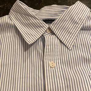 Lands End Blue Striped Long Sleeve Shirt